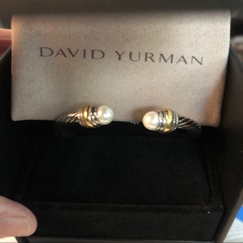 David Yurman cuff Sterling, 14k, pearl. 5mm